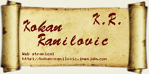 Kokan Ranilović vizit kartica